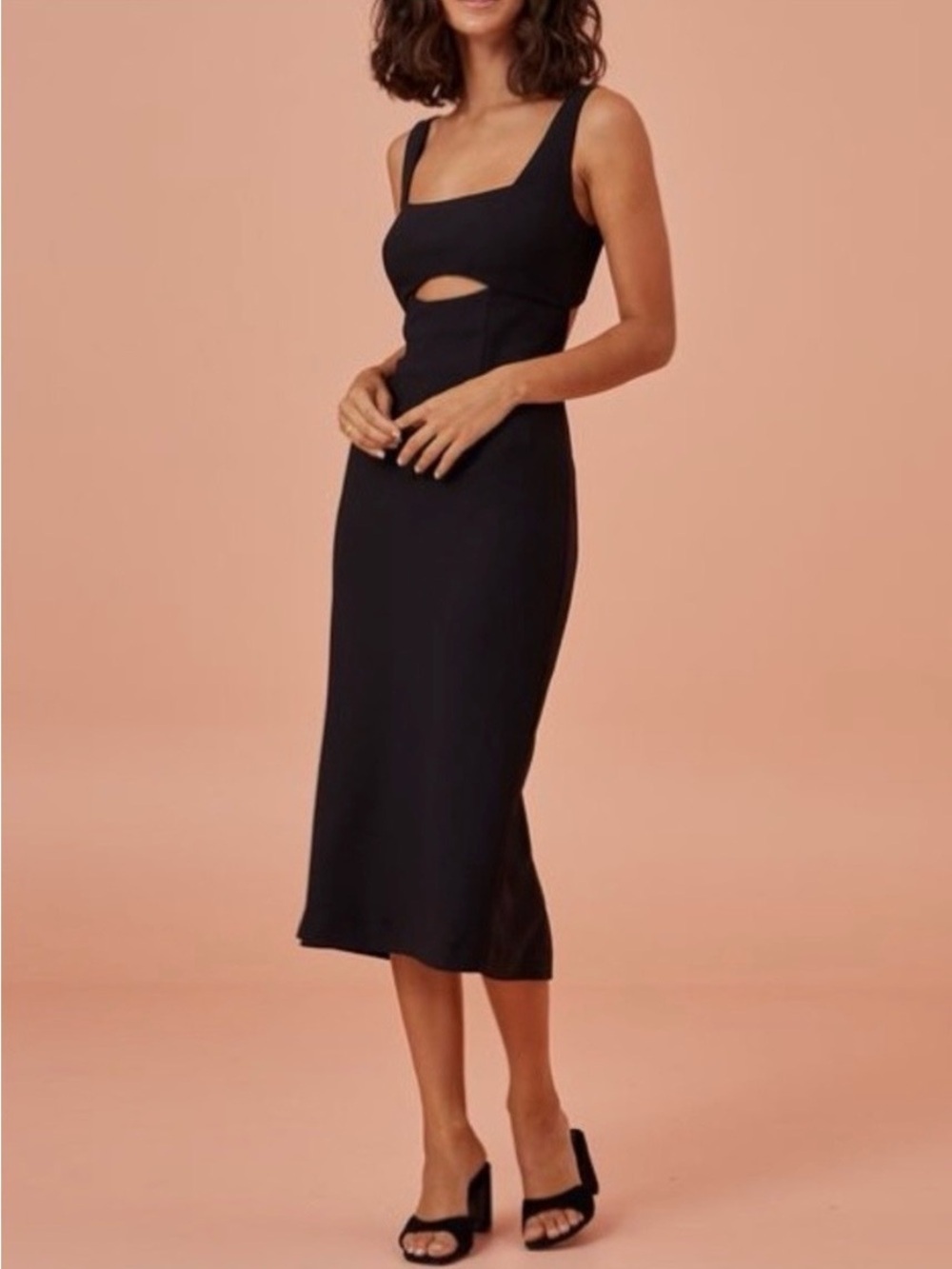 Finders Keepers Nadia Cutout Midi Dress in Black, Size XS